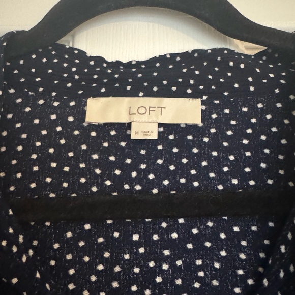 LOFT Navy and White Dotted Blouse - Picture 4 of 4